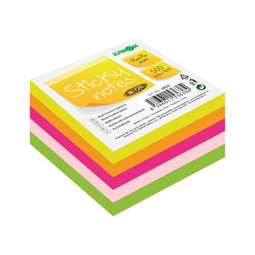 Blok/kocka samolepiaca Sticky Notes - Neon 76x76 mm/500 l.