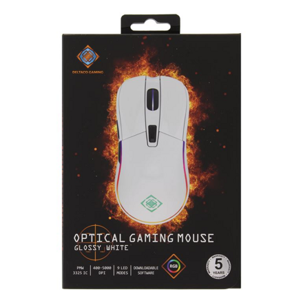 DELTACO GAM-085-W GAMING, Myš, USB, biela