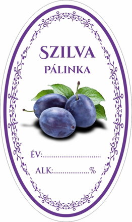 Samolepka domáca SLIVOVICA/SZILVA PALINKA ovál 16ks etikiet HU