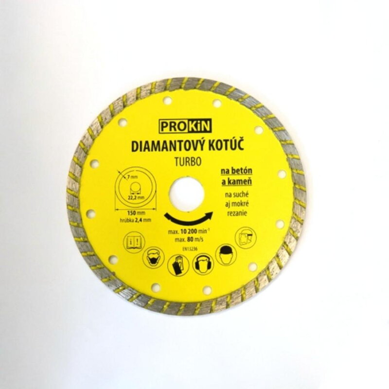 Kotúč diamantový o 150x22,23 mm TURBO PROKIN